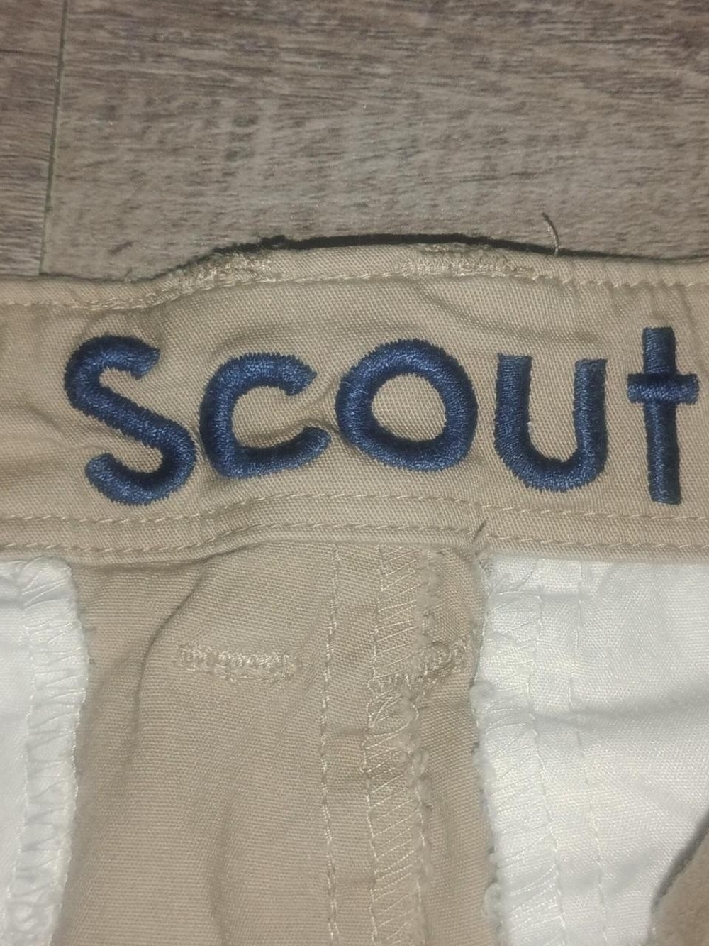 Scout Kids Beige Shorts with Blue Embroidered Logo